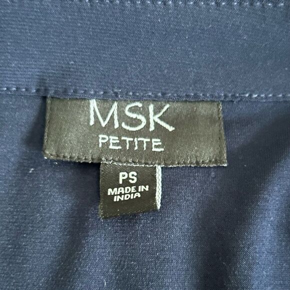 MSK Petite Women’s Navy Blue Short Sleeve Pullover Dress Silver Ring  Small - Picture 6 of 11